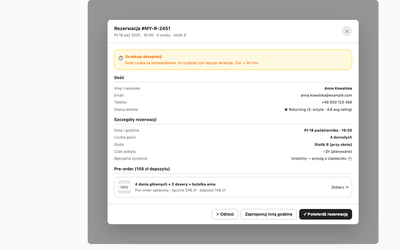 Booking detail (modal)
