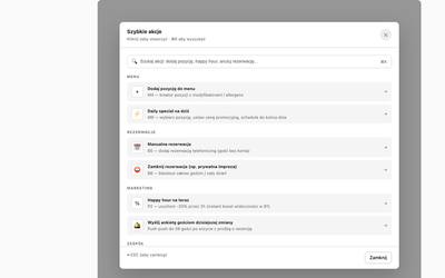 Quick actions (modal command palette)
