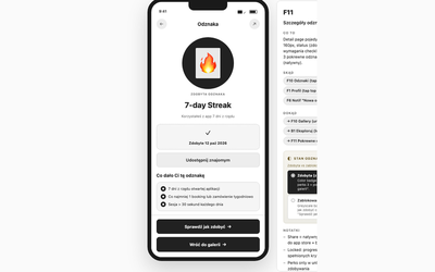 Szczegóły odznaki (unlocked / locked)