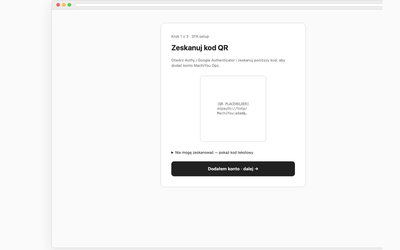 2FA setup wizard (3 kroki)